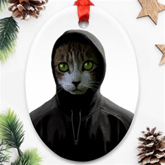 Gangsta Cat Oval Ornament (two Sides) by Valentinaart