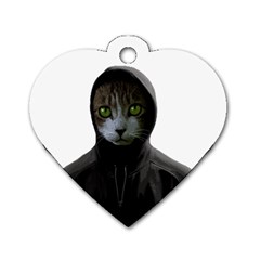 Gangsta Cat Dog Tag Heart (one Side) by Valentinaart