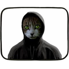 Gangsta Cat Fleece Blanket (mini) by Valentinaart