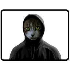 Gangsta Cat Fleece Blanket (large)  by Valentinaart