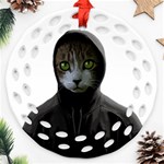 Gangsta cat Round Filigree Ornament (Two Sides) Front