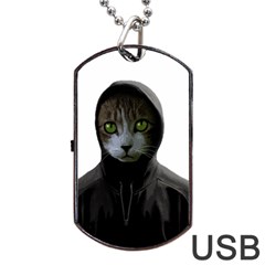 Gangsta Cat Dog Tag Usb Flash (one Side) by Valentinaart