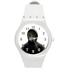 Gangsta Cat Round Plastic Sport Watch (m) by Valentinaart