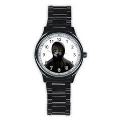 Gangsta Cat Stainless Steel Round Watch by Valentinaart