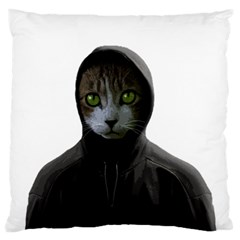 Gangsta Cat Large Flano Cushion Case (two Sides) by Valentinaart