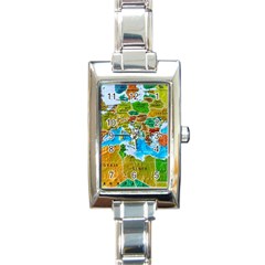 World Map Rectangle Italian Charm Watch by BangZart