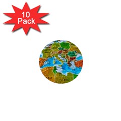 World Map 1  Mini Buttons (10 Pack) 