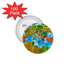 World Map 1 75  Buttons (100 Pack) 