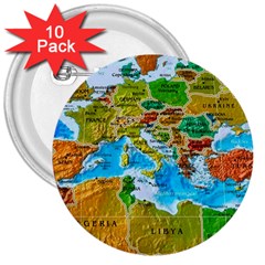 World Map 3  Buttons (10 Pack)  by BangZart