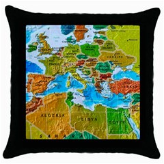 World Map Throw Pillow Case (black) by BangZart