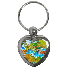 World Map Key Chains (heart)  by BangZart