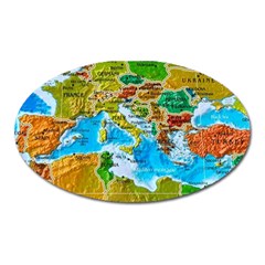 World Map Oval Magnet by BangZart