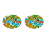 World Map Cufflinks (Oval) Front(Pair)