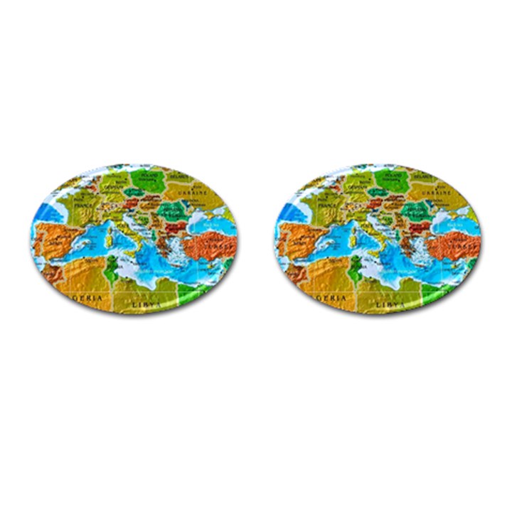 World Map Cufflinks (Oval)