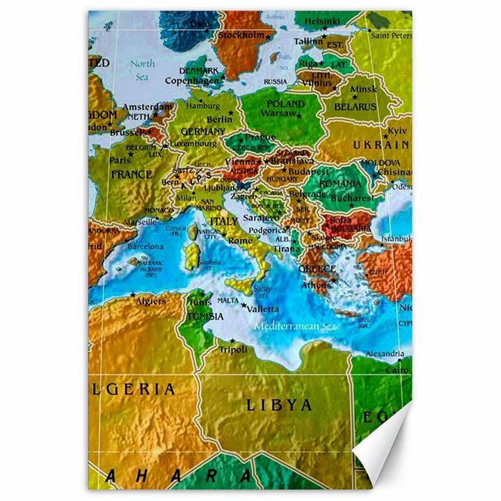 World Map Canvas 20  x 30  