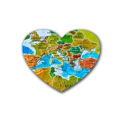 World Map Heart Coaster (4 Pack) 