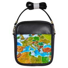 World Map Girls Sling Bags