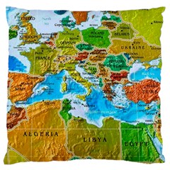 World Map Large Cushion Case (two Sides) by BangZart