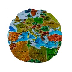 World Map Standard 15  Premium Flano Round Cushions