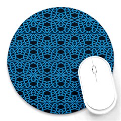 Triangle Knot Blue And Black Fabric Round Mousepads