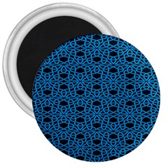 Triangle Knot Blue And Black Fabric 3  Magnets