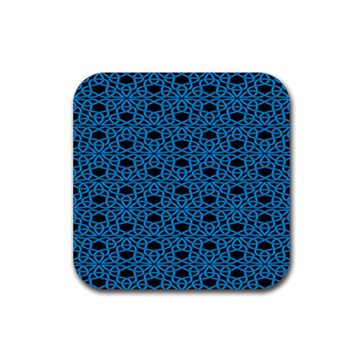 Triangle Knot Blue And Black Fabric Rubber Coaster (Square) 