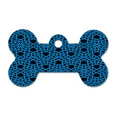 Triangle Knot Blue And Black Fabric Dog Tag Bone (one Side)