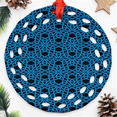 Triangle Knot Blue And Black Fabric Round Filigree Ornament (two Sides) by BangZart