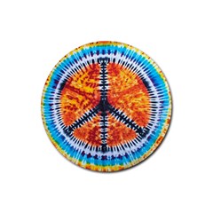 Tie Dye Peace Sign Rubber Coaster (round)  by BangZart