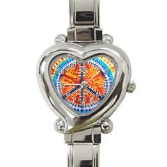 Tie Dye Peace Sign Heart Italian Charm Watch by BangZart