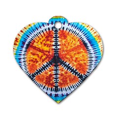 Tie Dye Peace Sign Dog Tag Heart (one Side) by BangZart