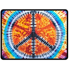 Tie Dye Peace Sign Double Sided Fleece Blanket (large)  by BangZart