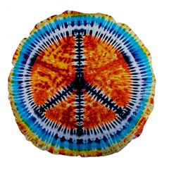 Tie Dye Peace Sign Large 18  Premium Flano Round Cushions by BangZart