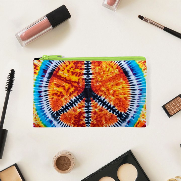 Tie Dye Peace Sign Cosmetic Bag (XS)