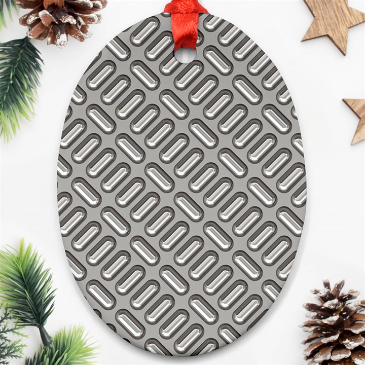 Grey Diamond Metal Texture Oval Ornament (Two Sides)