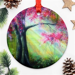 Forests Stunning Glimmer Paintings Sunlight Blooms Plants Love Seasons Traditional Art Flowers Sunsh Ornament (round) by BangZart