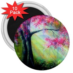 Forests Stunning Glimmer Paintings Sunlight Blooms Plants Love Seasons Traditional Art Flowers Sunsh 3  Magnets (10 Pack)  by BangZart