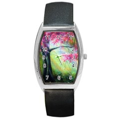 Forests Stunning Glimmer Paintings Sunlight Blooms Plants Love Seasons Traditional Art Flowers Sunsh Barrel Style Metal Watch by BangZart