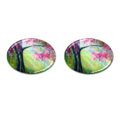 Forests Stunning Glimmer Paintings Sunlight Blooms Plants Love Seasons Traditional Art Flowers Sunsh Cufflinks (oval) by BangZart