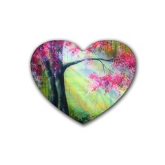 Forests Stunning Glimmer Paintings Sunlight Blooms Plants Love Seasons Traditional Art Flowers Sunsh Rubber Coaster (heart)  by BangZart