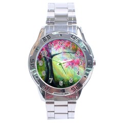 Forests Stunning Glimmer Paintings Sunlight Blooms Plants Love Seasons Traditional Art Flowers Sunsh Stainless Steel Analogue Watch by BangZart