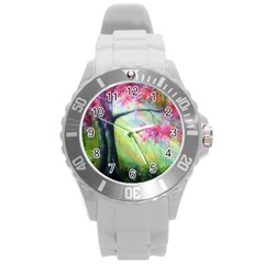 Forests Stunning Glimmer Paintings Sunlight Blooms Plants Love Seasons Traditional Art Flowers Sunsh Round Plastic Sport Watch (l) by BangZart