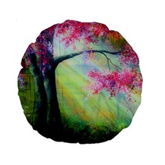 Forests Stunning Glimmer Paintings Sunlight Blooms Plants Love Seasons Traditional Art Flowers Sunsh Standard 15  Premium Round Cushions