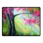 Forests Stunning Glimmer Paintings Sunlight Blooms Plants Love Seasons Traditional Art Flowers Sunsh Double Sided Fleece Blanket (Small)  45 x34  Blanket Back