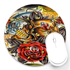 Flower Art Traditional Round Mousepads