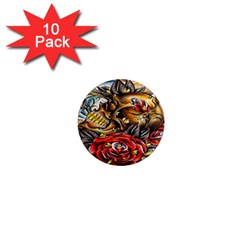 Flower Art Traditional 1  Mini Magnet (10 Pack) 