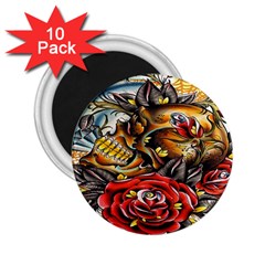 Flower Art Traditional 2 25  Magnets (10 Pack) 