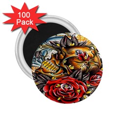 Flower Art Traditional 2 25  Magnets (100 Pack) 