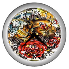 Flower Art Traditional Wall Clocks (silver) 