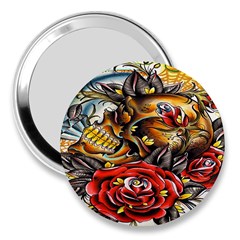 Flower Art Traditional 3  Handbag Mirrors